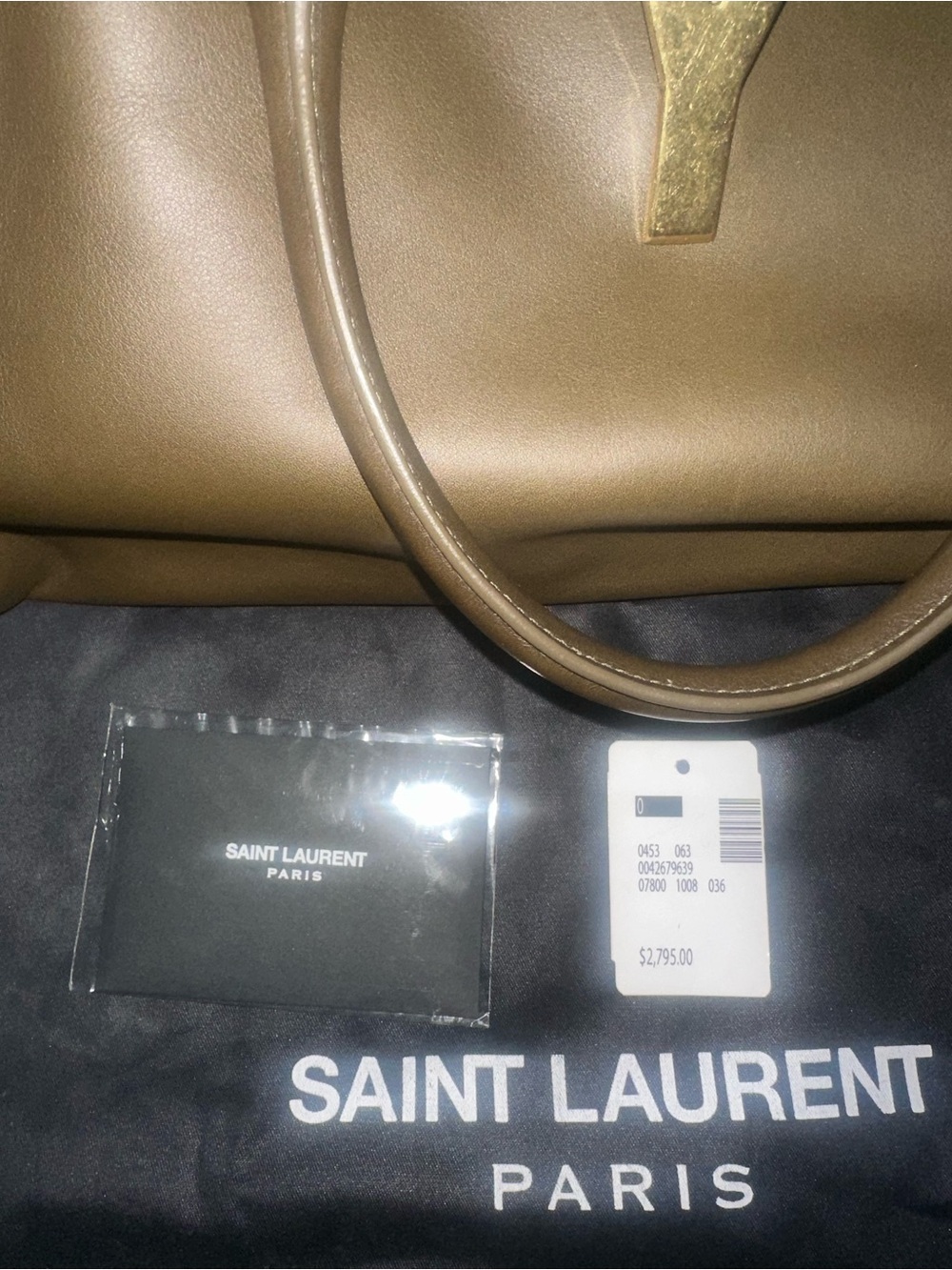 Saint Laurent olive green Leather Sac de Jour Top Handle Bag - Picture 3 of 4